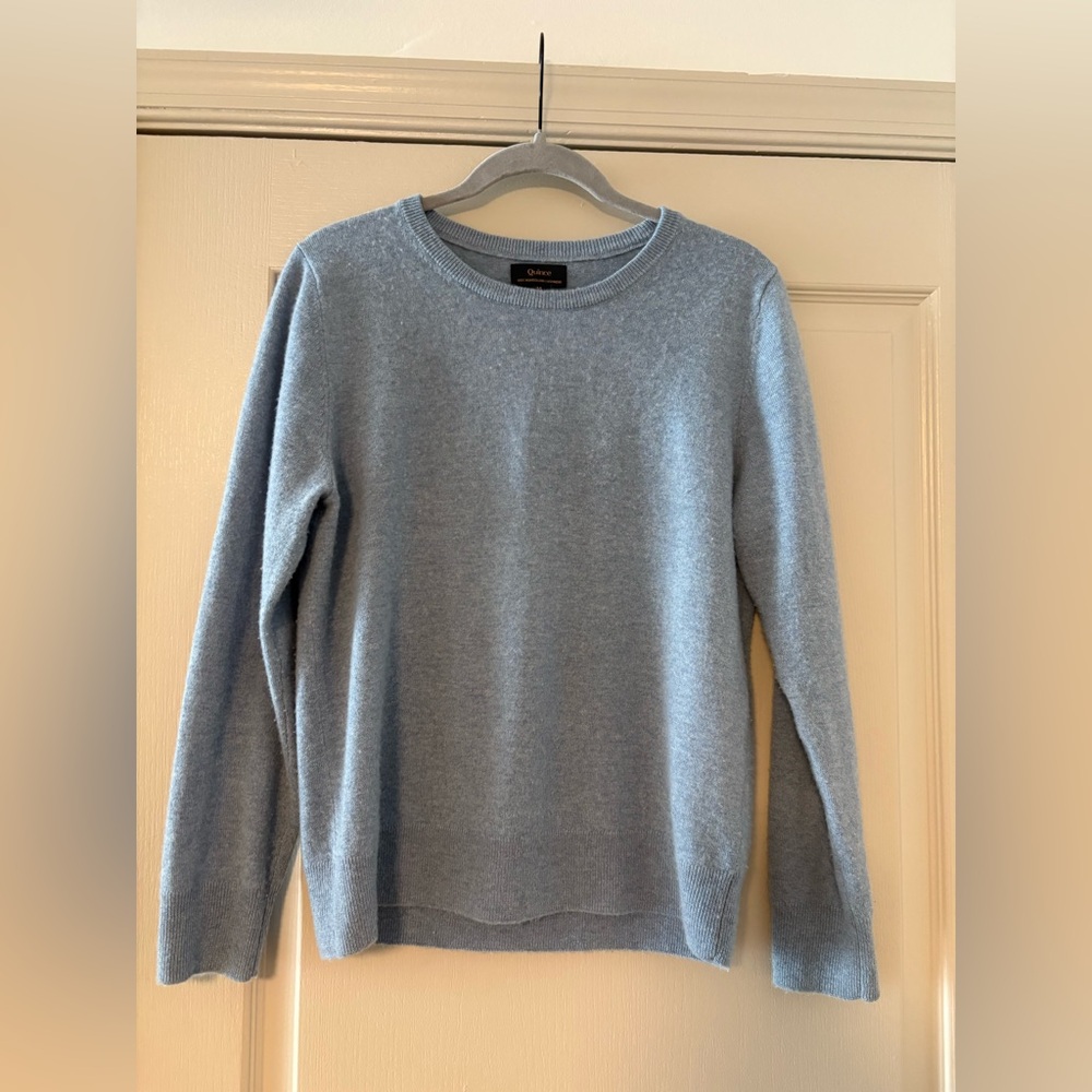 Quince Light Blue Mongolian Cashmere Crewneck Sweater